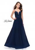 Picture of: A-line Dress with Rhinestones and Tulle Skirt in Navy, Style: 25636, Detail Picture 2