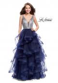 Picture of: Beaded Bodice Ball Gown with Tulle Skirt in Navy, Style: 26223, Detail Picture 2