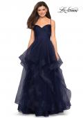 Picture of: Cascading Tulle Formal Gown with Sweetheart Neckline in Navy, Style: 27223, Detail Picture 2