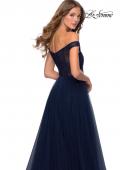 Picture of: Off The Shoulder Tulle Prom Dress with Sheer Bodice in Navy, Style: 28462, Detail Picture 2