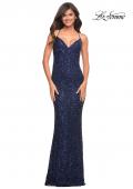 Picture of: Luxurious Soft Sequin Dress with V Neckline in Blue, Style: 30523, Detail Picture 2