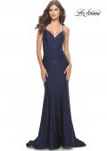 Picture of: Rhinestone Jersey Mermaid Gown with Open Back in Navy, Style: 31220, Detail Picture 2