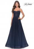 Picture of: Charming Tulle and Lace Gown with Illusion Bodice in Navy, Style: 31381, Detail Picture 2
