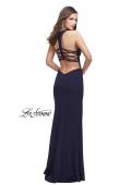 Picture of: Long Jersey Dress with High Neckline and Side Leg Slit in Navy, Style: 25477, Detail Picture 3
