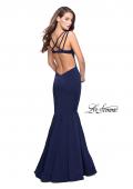 Picture of: Long Jersey Mermaid Prom Dress with Deep V in Navy, Style: 25485, Detail Picture 3
