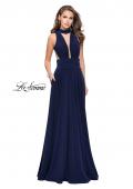 Picture of: A-line Prom Dress with Choker Neck Detail and Open Back in Navy, Style: 25568, Detail Picture 3