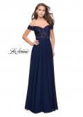 Picture of: Beaded Lace Off the Shoulder Prom Dress in Navy, Style: 26070, Detail Picture 3