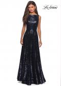 Picture of: Fully sequin A Line Gown with Illusion Sides in Navy, Style: 27061, Detail Picture 3