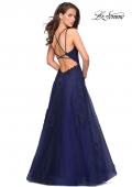 Picture of: Tulle Prom Dress with Lace Bodice and Strappy Back in Navy, Style: 27143, Detail Picture 3