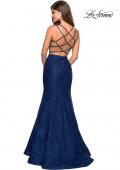 Picture of: Two Piece Stretch Lace Prom Dress with Strappy Back in Navy, Style: 27452, Detail Picture 3