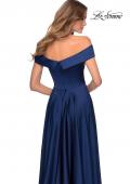 Picture of: Satin Off the Shoulder Evening Dress with Pockets in Navy, Style: 28978, Detail Picture 3
