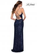 Picture of: Elegant Long Sequin Dress with V Neckline in Navy, Style 29657, Detail Picture 3