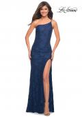Picture of: One Shoulder Long Lace Prom Dress with Open Back in Blue, Style: 30441, Detail Picture 3
