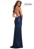 Picture of: Metallic Jersey Gown with Stunning Open Back in Blue, Style: 30500, Detail Picture 3
