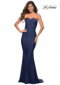 Picture of: Sweetheart Strapless Gown with Side Ruching in Navy, Style: 30502, Detail Picture 3