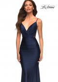 Picture of: Rhinestone Beaded Prom Dress with Illusion Sides and Back in Blue, Style: 30589, Detail Picture 3