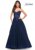 Picture of: Tulle and Lace Ballgown with High Slit and Pockets in Navy, Style: 30592, Detail Picture 3