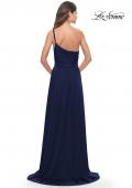 Picture of: Chic One Shoulder Long Jersey Gown with Defined Waist in Navy, Style: 31170, Detail Picture 3