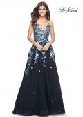 Picture of: Gorgeous Sequin Floral Lace Applique A-Line Tulle Prom Dress in Navy, Style: 32023, Detail Picture 3