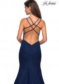 Picture of: Mermaid Style Lace Dress with Strappy Open Back in Navy, Style: 27560, Detail Picture 4