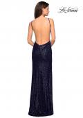 Picture of: Sparkling Fully sequin Prom Gown with Exposed Back in Navy, Style: 27585, Detail Picture 4