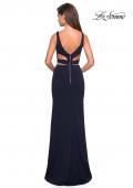 Picture of: Faux Two Piece Dress with Exposed Zipper and Cut Outs in Navy, Style: 27588, Detail Picture 4
