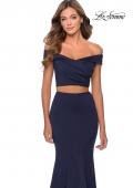 Picture of: Two Piece Off The Shoulder Dress with Pleated Top in Navy, Style: 28521, Detail Picture 4