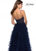 Picture of: Layered Tulle Prom Dress with Sheer Rhinestone Top in Navy, Style: 28788, Detail Picture 4