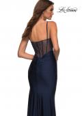 Picture of: Rhinestone Beaded Prom Dress with Illusion Sides and Back in Blue, Style: 30589, Detail Picture 4