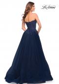 Picture of: Tulle and Lace Ballgown with High Slit and Pockets in Navy, Style: 30592, Detail Picture 4