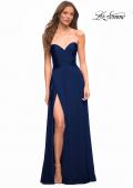 Picture of: Simple Strapless Jersey Dress with High Slit in Navy, Style: 30700, Detail Picture 4