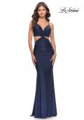 Picture of: Twist Front Cut Out Rhinestone Jersey Dress in Navy, Style: 31339, Detail Picture 4