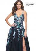 Picture of: Gorgeous Sequin Floral Lace Applique A-Line Tulle Prom Dress in Navy, Style: 32023, Detail Picture 4