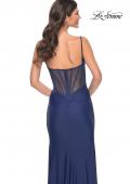 Picture of: Chic Jersey Dress with Ruching and Illusion Back in Blue, Style: 32287, Detail Picture 4