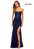 Picture of: Rhinestone Strapless Tulle Dress with Sheer Bodice in Navy, Style: 28621, Detail Picture 5