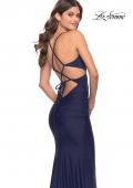 Picture of: Cut Out Long Soft Jersey Dress with Criss Cross Bodice in Navy, Style: 31360, Detail Picture 5
