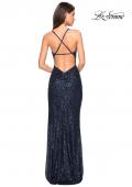 Picture of: Floor Length Ruched Fully sequin Prom Dress in Navy, Style: 27234, Detail Picture 6