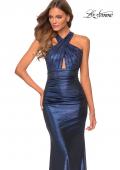 Picture of: Metallic Criss Cross Jersey Dress with Rhinestones in Navy, Style: 28745, Detail Picture 6