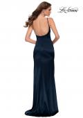 Picture of: Fitted Stretch Satin Dress with Scoop Back in Navy, Style 29945, Detail Picture 6
