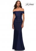 Picture of: Off the Shoulder Elegant Long Evening Gown in Navy, Detail Picture 6