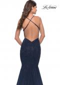 Picture of: Mermaid Rhinestone Tulle Gown with Open Back in Navy, Style: 31119, Detail Picture 6
