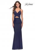 Picture of: Cut Out Long Soft Jersey Dress with Criss Cross Bodice in Navy, Style: 31360, Detail Picture 6