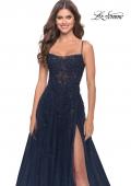 Picture of: Charming Tulle and Lace Gown with Illusion Bodice in Navy, Style: 31381, Detail Picture 6
