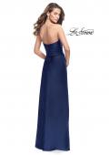 Picture of: Long Strapless Satin Prom Dress with Side Ruching in Navy, Style: 26017, Detail Picture 7