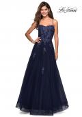 Picture of: Floor Length Tulle Ball Gown with Lace Accents in Navy, Style: 27441, Detail Picture 7