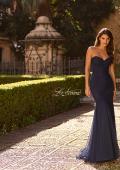 Picture of: Strapless Ruched Mesh Mermaid Evening Gown in Navy, Style: 33588, Detail Picture 7, Landscape