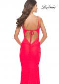 Picture of: Jeweled Modified Scoop Neck Jersey Dress with Open Back in Bright Colors in Neon Coral, Style: 31414, Detail Picture 12