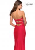 Picture of: Strapless Gown With Double Criss Cross Open Back in Neon Coral, Style: 28944, Back Picture