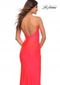 Picture of: Jeweled Rhinestone Strap Long Prom Dress in Neon in Neon Coral, Detail Picture 2