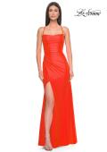 Picture of: Jersey Dress with Square Neckline and Ruching in Neon Coral, Style: 31129, Detail Picture 3